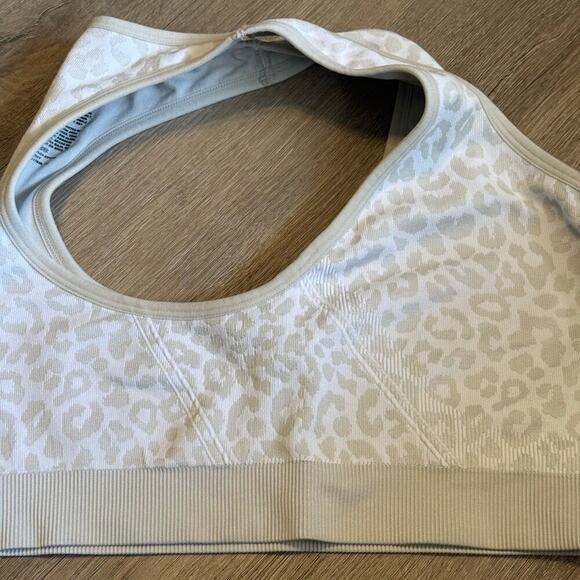 Avia Zip Front Sports Bra XXL Leopard Print Light Grey Racerback Style AV18191 - Picture 10 of 13